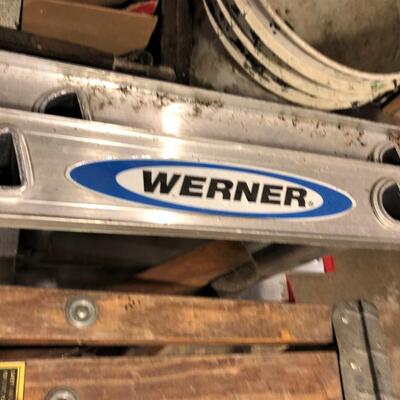 Lot of 2 Ladders 8 Ft Wood and Werner Metal Double Ladder
