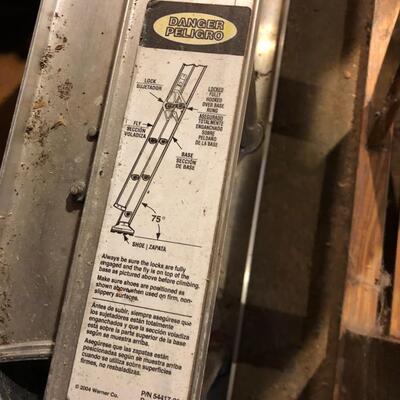 Lot of 2 Ladders 8 Ft Wood and Werner Metal Double Ladder