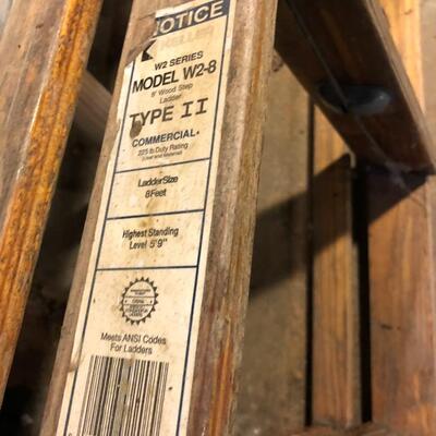 Lot of 2 Ladders 8 Ft Wood and Werner Metal Double Ladder