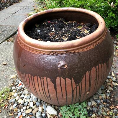 Extra Large Terra Cotta Brown Drip Glaze Garden Planter Pot