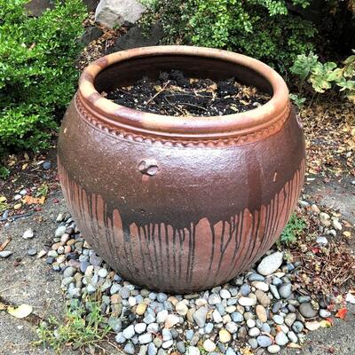 Extra Large Terra Cotta Brown Drip Glaze Garden Planter Pot