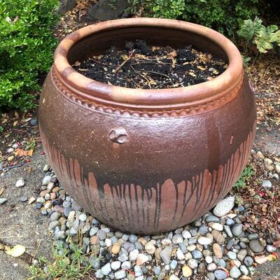 Extra Large Terra Cotta Brown Drip Glaze Garden Planter Pot