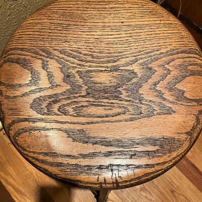 Antique Industrial Wood and Iron Stool
