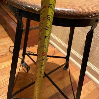 Antique Industrial Wood and Iron Stool