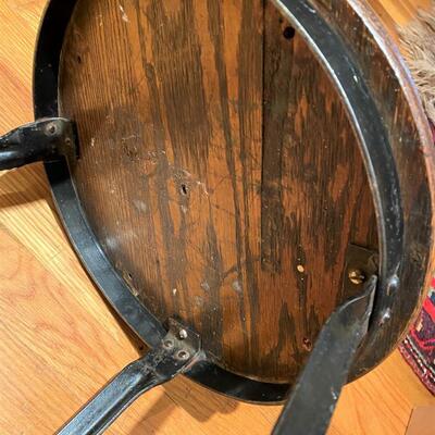 Antique Industrial Wood and Iron Stool