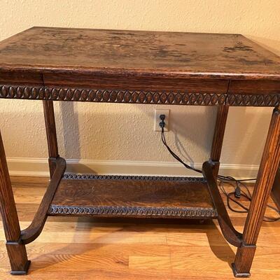 Beautiful Carved Oak Antique Desk Table