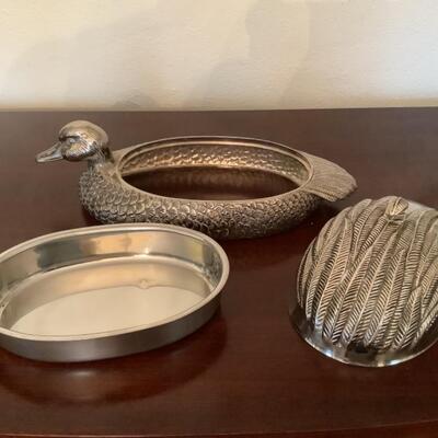 D590 Vintage Silverplated SILEA Covered Duck Tureen