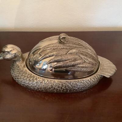 D590 Vintage Silverplated SILEA Covered Duck Tureen