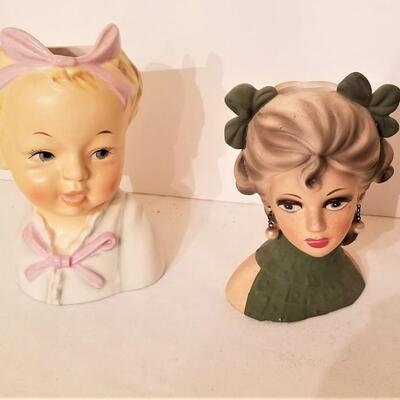 Lot #283  Vintage Head Vase and Wall Pocket