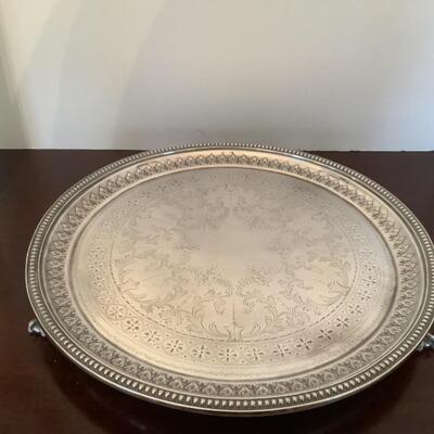 D598 Antique 1860 Benetfink & Co. Cheapside London Footed Silverplated Tray