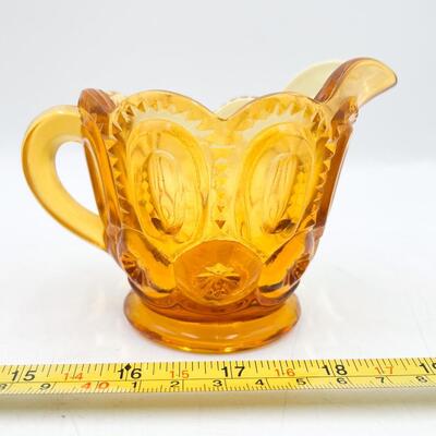AMBER â€œMOON & STARSâ€ GLASS CREAM & SUGAR DISH SET