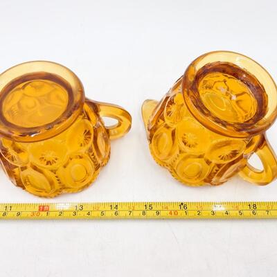 AMBER â€œMOON & STARSâ€ GLASS CREAM & SUGAR DISH SET