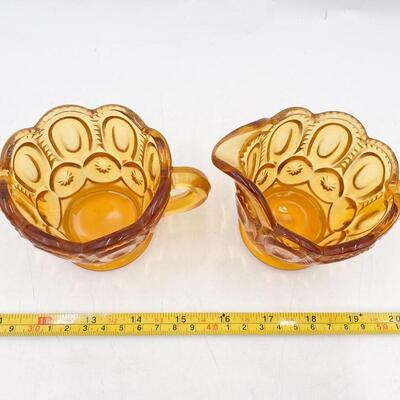 AMBER â€œMOON & STARSâ€ GLASS CREAM & SUGAR DISH SET