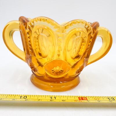 AMBER â€œMOON & STARSâ€ GLASS CREAM & SUGAR DISH SET