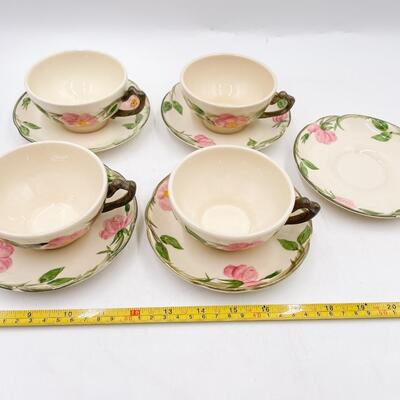 FRANCISCAN DESERT ROSE TEACUPS (4) & SAUCERS (5)