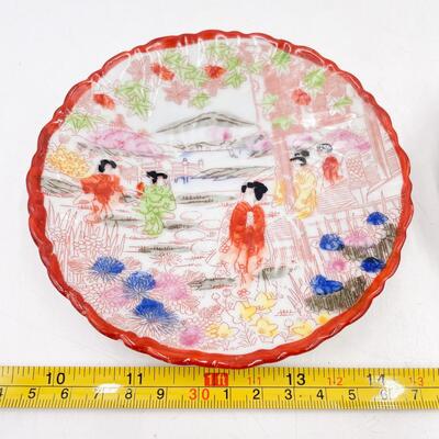 VINTAGE ORIENTAL PAINTED 5â€ SAUCERS