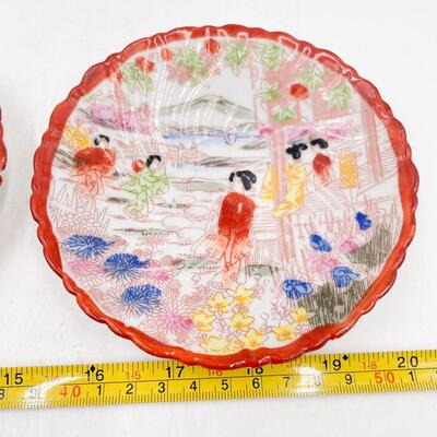 VINTAGE ORIENTAL PAINTED 5â€ SAUCERS