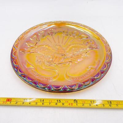 VINTAGE INDIANA AMBER CARNIVAL GLASS BICENTENNIAL 8â€ PLATE
