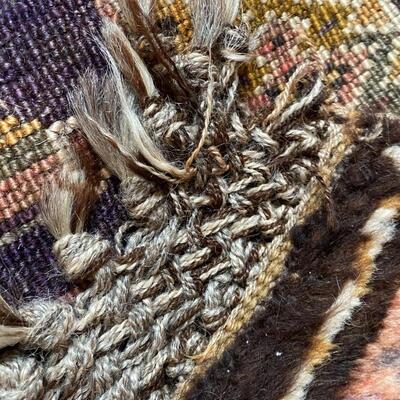 Beautiful Traditional Hand Woven Rug Runner in Burgundy and Tan Pattern
