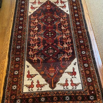 Gorgeous Deep Red Burgandy Black and White Runner Hand Woven Rug