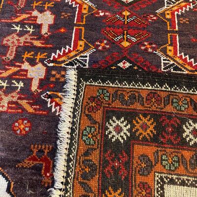 Gorgeous Deep Red Burgandy Black and White Runner Hand Woven Rug