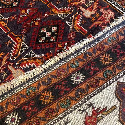 Gorgeous Deep Red Burgandy Black and White Runner Hand Woven Rug