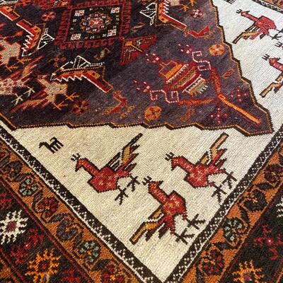 Gorgeous Deep Red Burgandy Black and White Runner Hand Woven Rug