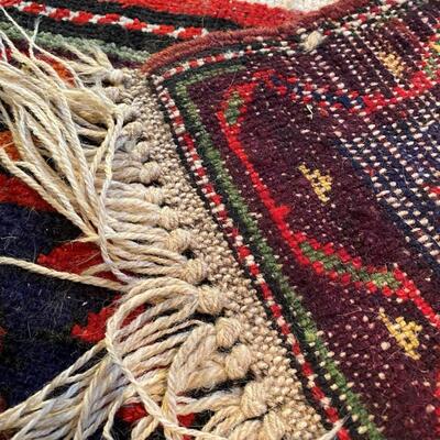 Vibrant Red and Blue and Green Hand Woven Area Rug