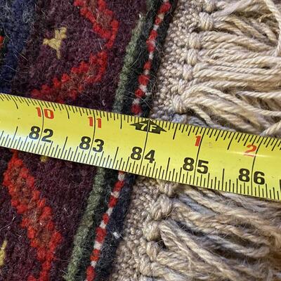 Vibrant Red and Blue and Green Hand Woven Area Rug