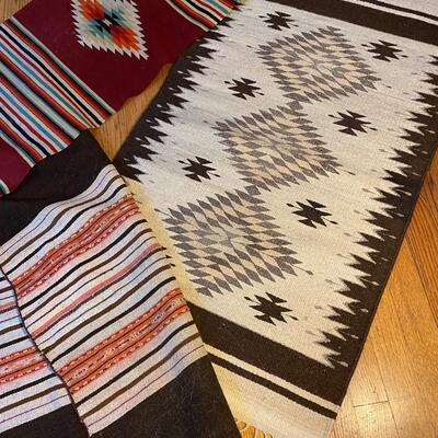 Lot of 3 Small Hand Woven Native American Area Rugs