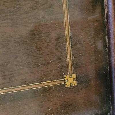 Lot 4: Antique Inlay Wood Tray with Glass Top