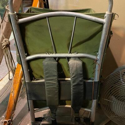 Pair of Vintage Backpacking Packs with Green Fabric and Metal Frame
