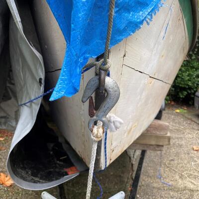Vintage Lightning Sailboat and MacGregor Boat Trailer with Sailing Accessories