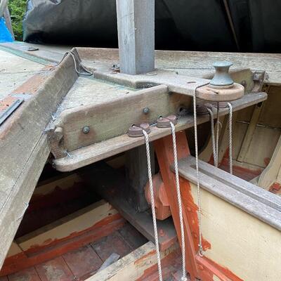 Vintage Lightning Sailboat and MacGregor Boat Trailer with Sailing Accessories