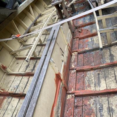 Vintage Lightning Sailboat and MacGregor Boat Trailer with Sailing Accessories
