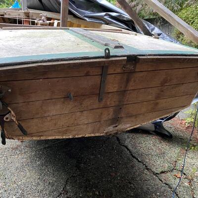 Vintage Lightning Sailboat and MacGregor Boat Trailer with Sailing Accessories