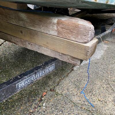 Vintage Lightning Sailboat and MacGregor Boat Trailer with Sailing Accessories