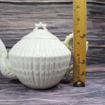 Vintage Belleek Irish Limpet/Neptune Ceramic Vine Teapot
