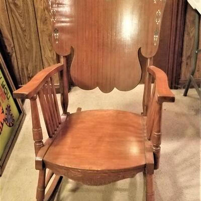 Lot #288  Nice Vintage Rocking Chair with Painted Decoration