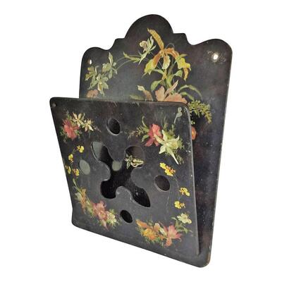 Victorian Tole Painted Papier Mache Wall Mounted Letter Holder