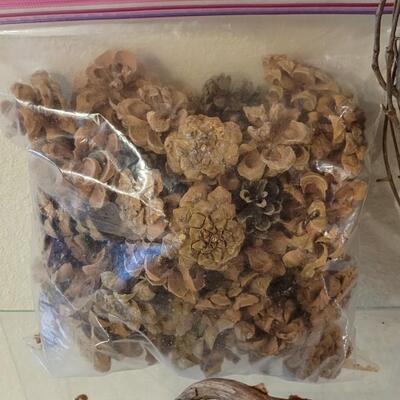 Lot 20: Large & Small Pine Cones and Grapevine Wreaths