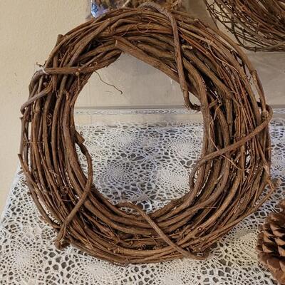 Lot 20: Large & Small Pine Cones and Grapevine Wreaths