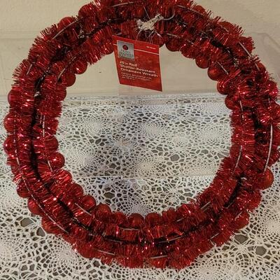 Lot 21: 20" Shatter Proof Red Ornament Wreath