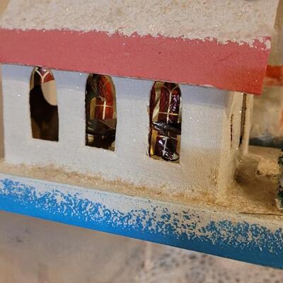 Lot 25: Vintage Putz Paper/Cardboard Christmas Houses - 13 total Buildings includes the Church