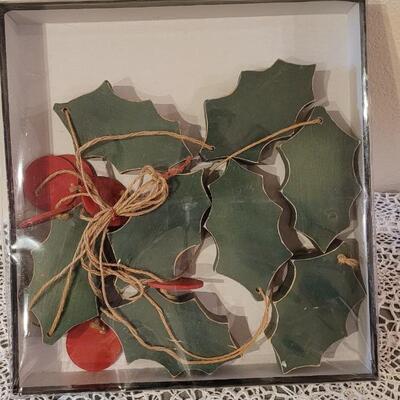 Lot 26: L.K. Coreson Handpainted Snowman Wood Bowl and Wood Holly Garland