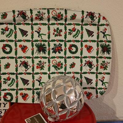 Lot 30: Vintage Christmas Tins with Tin Serving Platter