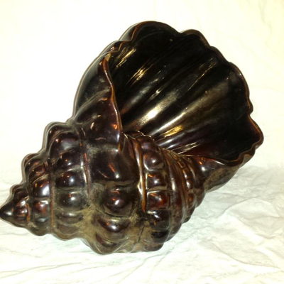 Large Mid Century Ceramic Conch Shell Planter