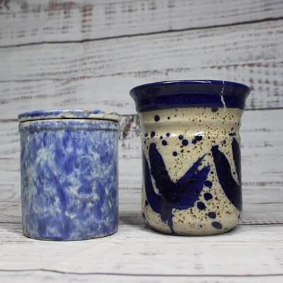 Pair of Vintage Ceramic Kitchen Pottery Jars