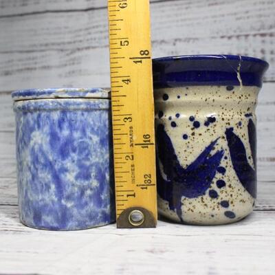 Pair of Vintage Ceramic Kitchen Pottery Jars