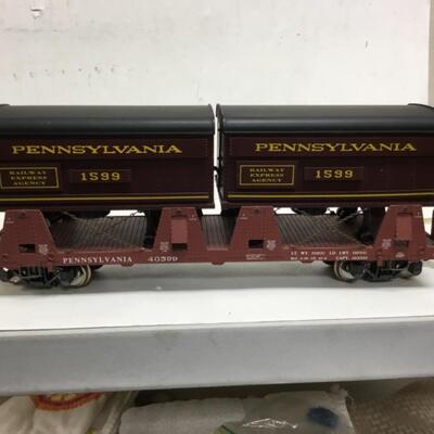 Aristocraft Railway Express Agency G scale PRR Piggyback flat car w/2 trailers REA46599